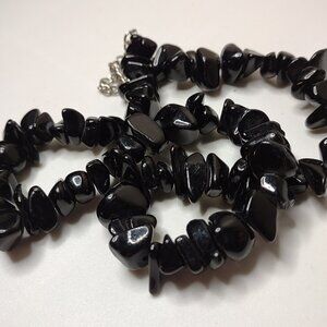 21 Inch Black Stone Bead Necklace